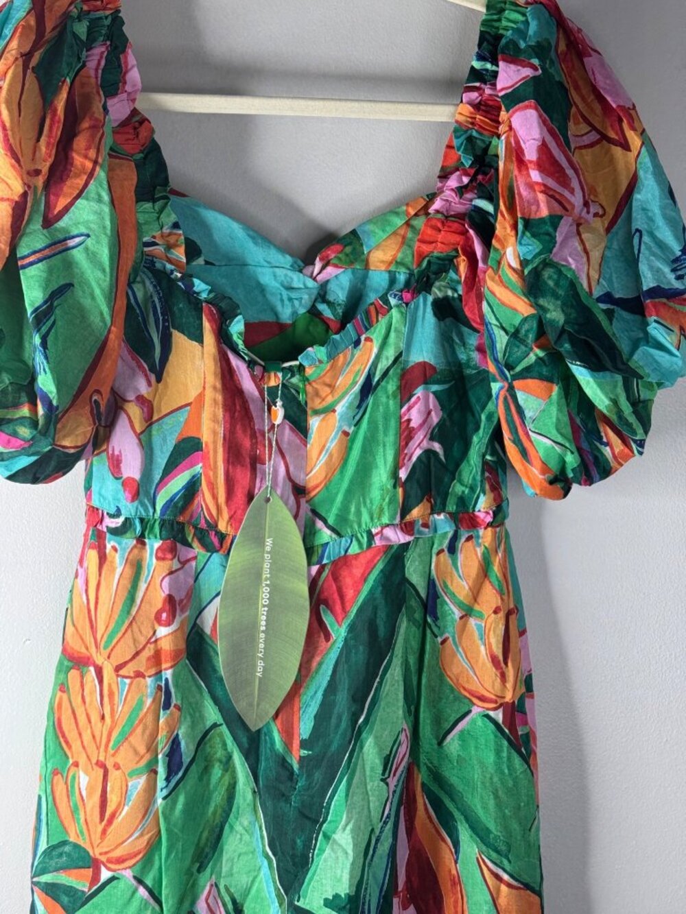 Farm Rio Banana Foliage Short Sleeve Midi Dress Size S NWT $245 - Picture 6 of 7